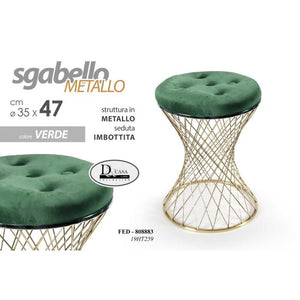 2x Sgabello trendy verde con struttura oro 35 x 47 h