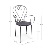 Sedia Da Giardino Con Braccioli In Acciaio Antracite Etienne 49X49X H89 Cm
