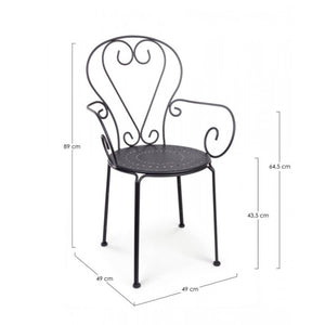 Sedia Da Giardino Con Braccioli In Acciaio Antracite Etienne 49X49X H89 Cm
