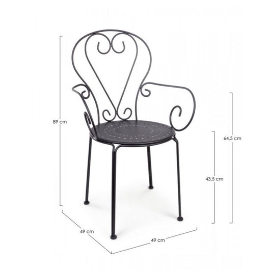 Sedia Da Giardino Con Braccioli In Acciaio Antracite Etienne 49X49X H89 Cm