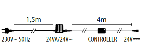 Trasformatore 24V 24W con controller luci 1,5x4m