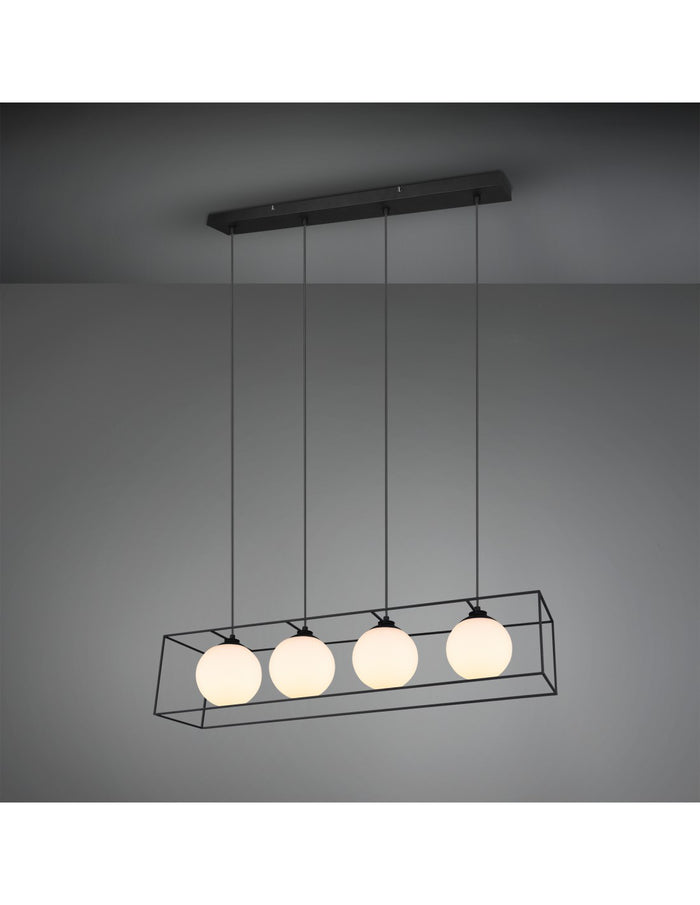 Sospensione Gabbia 4xE14 Nero Opaco L100 cm Trio Lighting