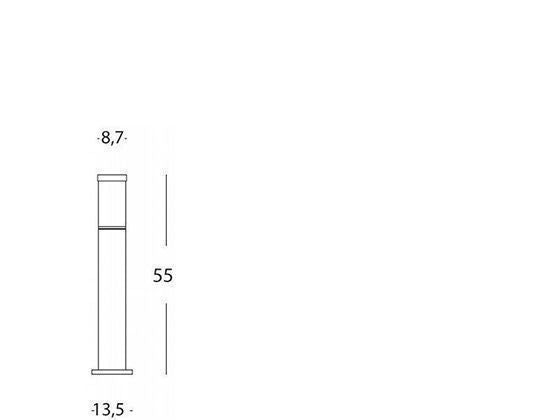 Palo in Alluminio Pressofuso con Diffusore Opalino - Altezza 180mm, Diametro 60mm, IP43 nero