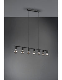 Sospensione 7xE27 Vannes Nero L110 cm Trio Lighting