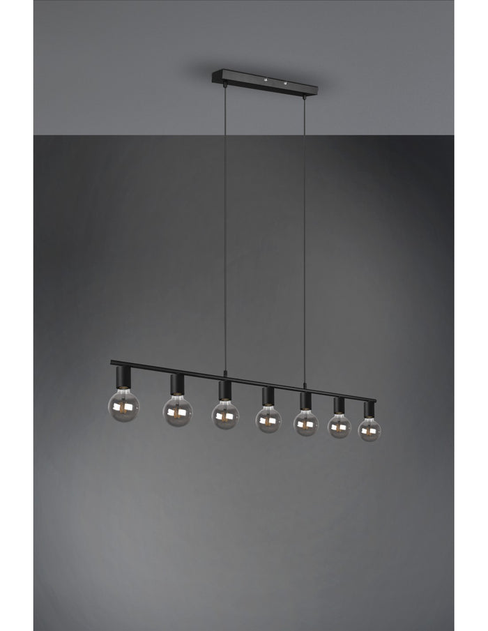 Sospensione 7xE27 Vannes Nero L110 cm Trio Lighting