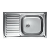Lavello cucina vasca con gocciolatoio sx in acciaio da appoggio 50x80 cm(N216SX)