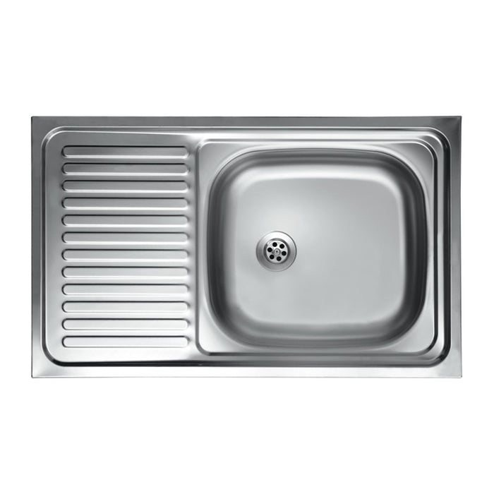 Lavello cucina vasca con gocciolatoio sx in acciaio da appoggio 50x80 cm(N216SX)