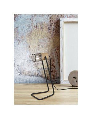 Lampada Da Tavolo Tosh Nero 1xE14 Legno E Gabbia Metallica H40 cm Trio Lighting