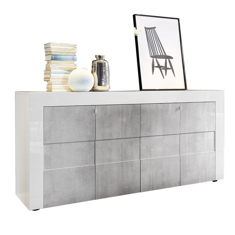 (2c) Mobile madia 4 ante grigio e struttura bianca 181x42xh.84 cm.(JULYM4ABIBE)