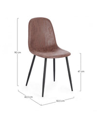 4x Sedia in ecopelle cognac 52,5x42,5x90