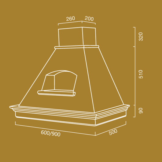 Cappa aspirante MARY C/NICCHIA in acciaio inox bianca e cornice in legno cm 60