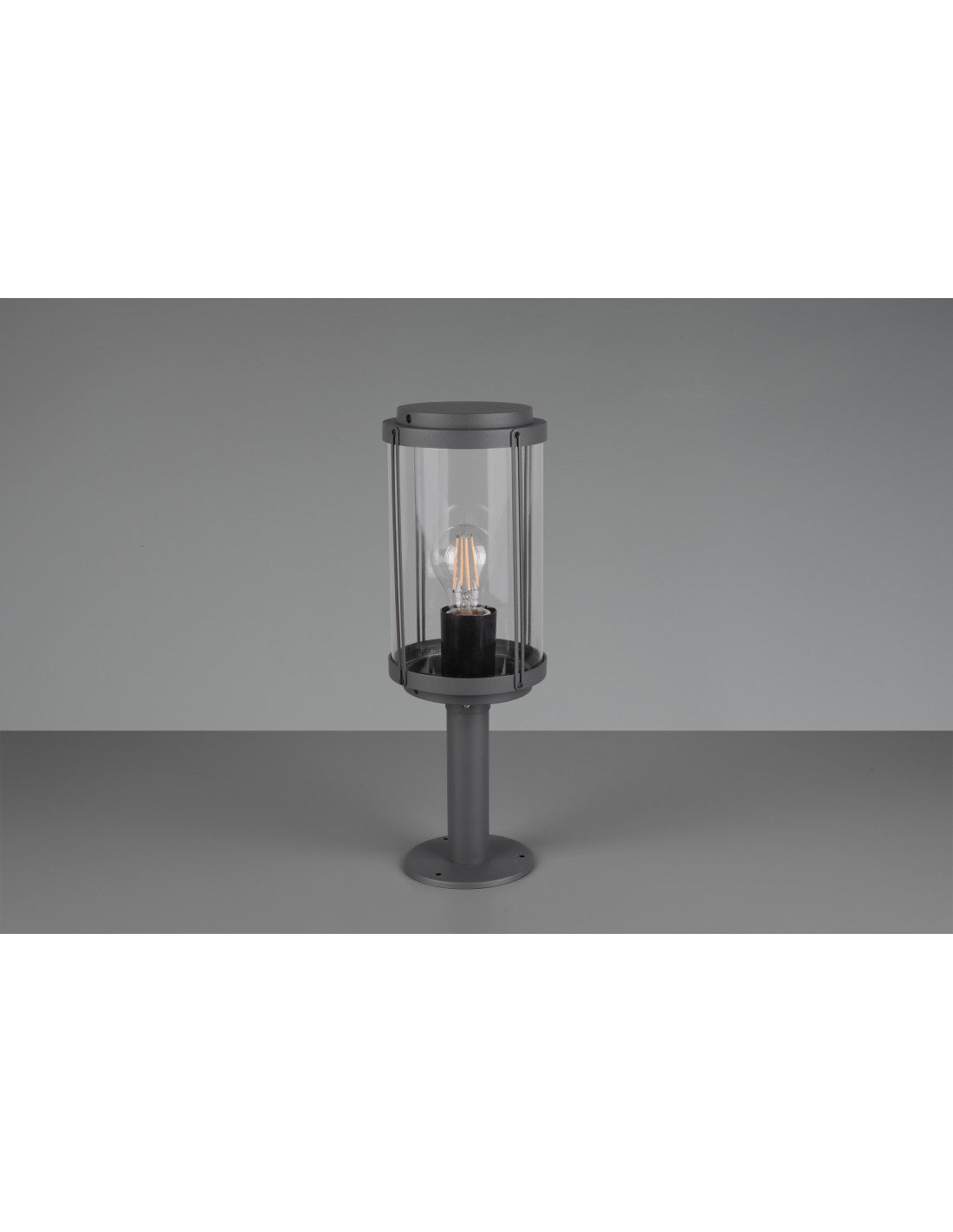 Paletto Tanaro IP44 Antracite Con Vetro Lanterna H40 cm Trio Lighting