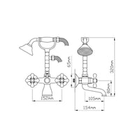 Rubinetto miscelatore per vasca da bagno con doccetta rame antico