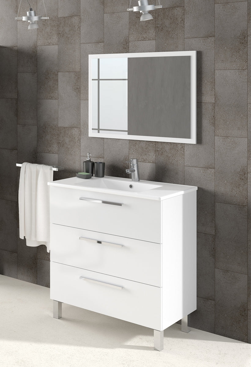 Mobile bagno con 3 cassetti - 86x80x45 cm - Rovere Alaska