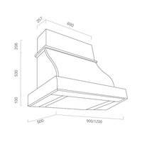 Cappa cucina rustica bianca APRIBILE SAGOMATA con cornice in legno comprensivo di orologio cm 120