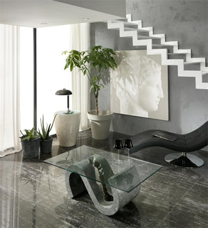 Tavolino trasparente-grigio 70 cm x 120 cm H. 36 cm