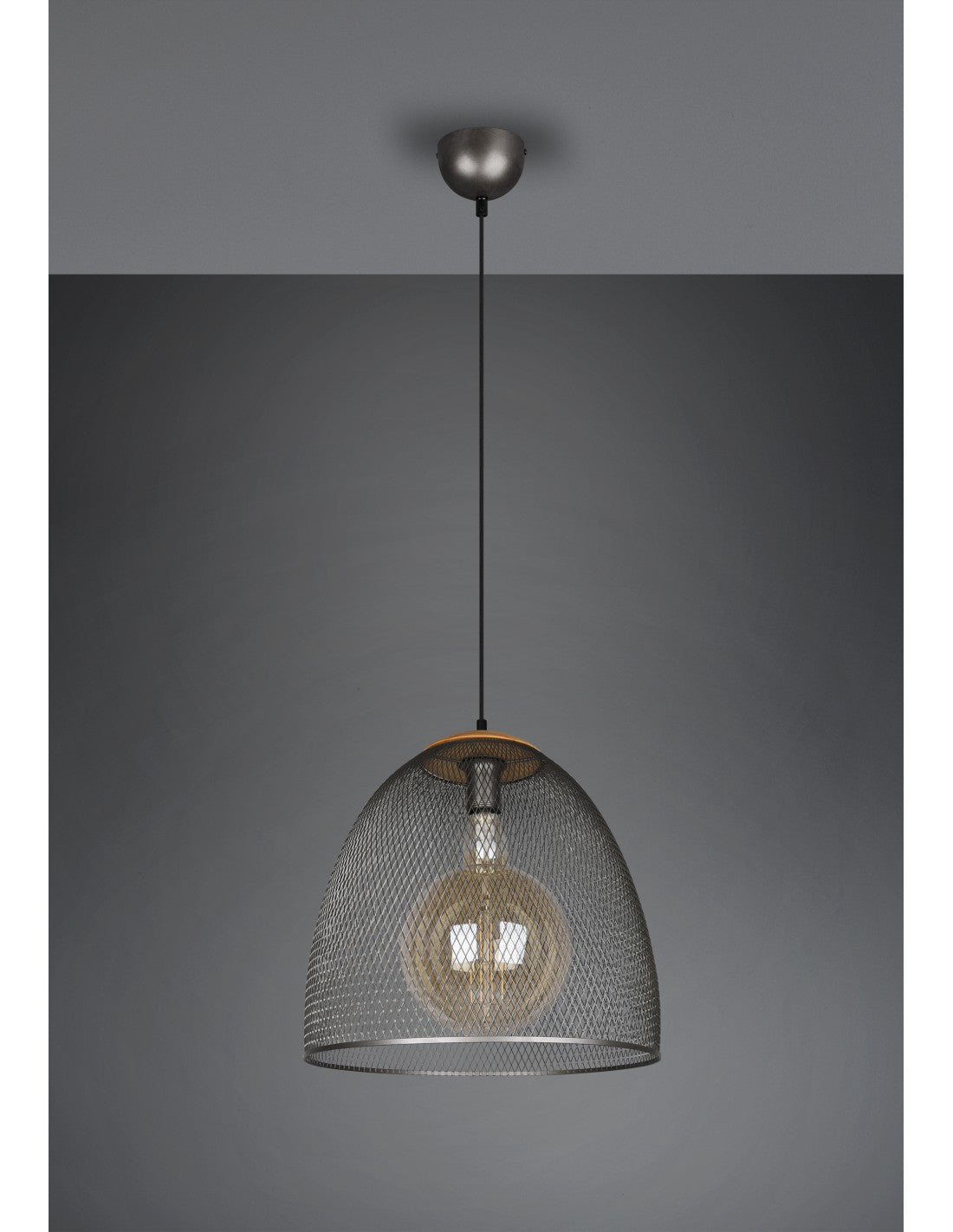 Sospensione Ivar Nichel Antico Diffusore A Parabola Con Rete Ø40 cm Trio Lighting