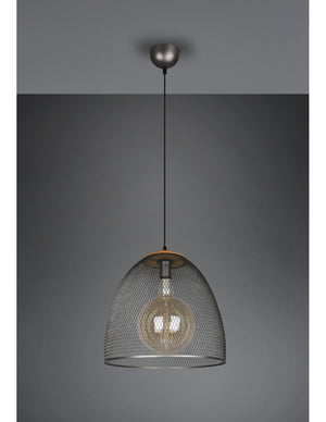 Sospensione Ivar Nichel Antico Diffusore A Parabola Con Rete Ø40 cm Trio Lighting