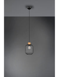 Sospensione Calimero 1xE27 Rete Metallo Nero Ø18 cm Trio Lighting