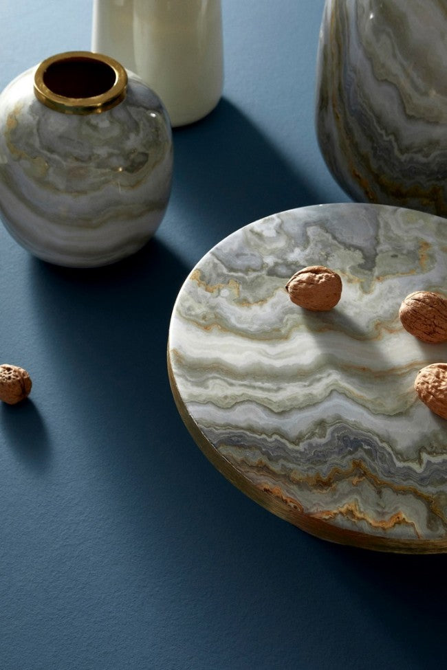 4x Vaso marsha bianco grigio oro D.17x17h