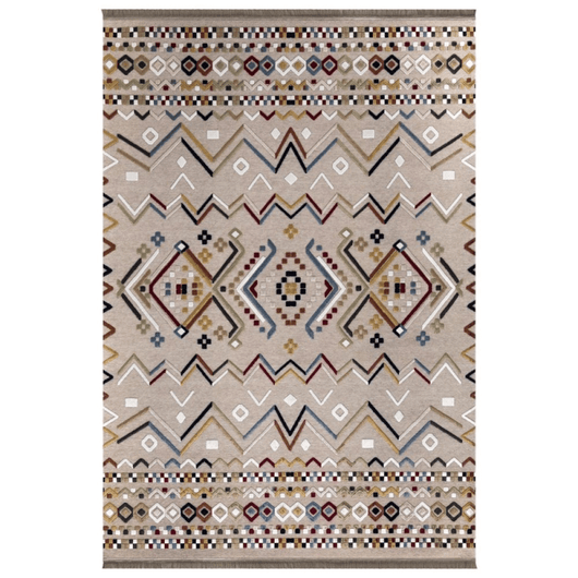 Tappeto antiscivolo Multicolor beige con decori colorati 160x230 EFFEZ