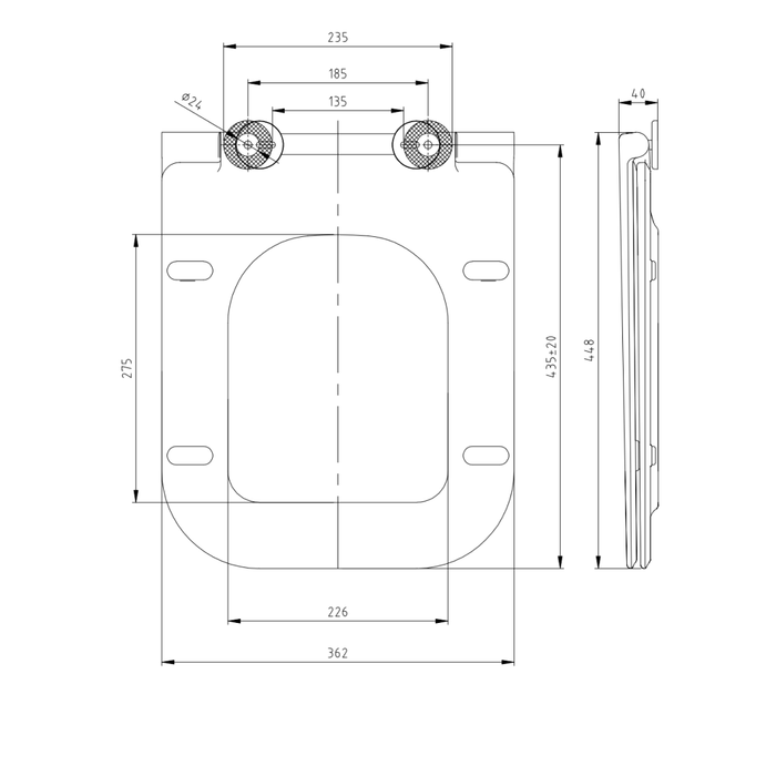 Copriwater in termoidraulico bianco lucido
