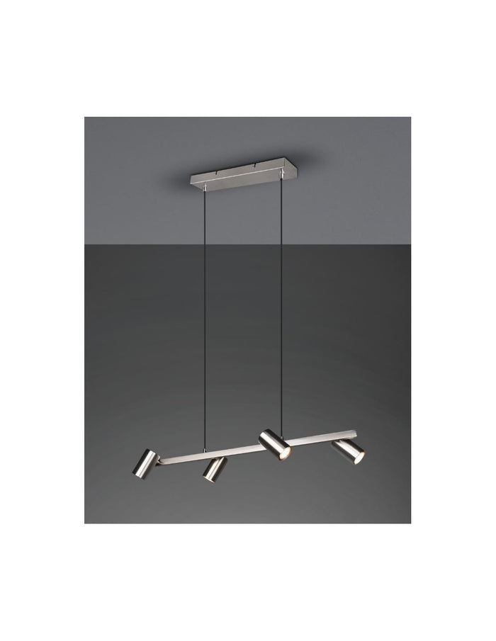 Sospensione 4 Faretti Spot GU10 Orientabili Marley Nichel Trio Lighting