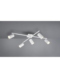 Plafoniera 5 Faretti Cilindro Spot Orientabili Marley Bianco Trio Lighting