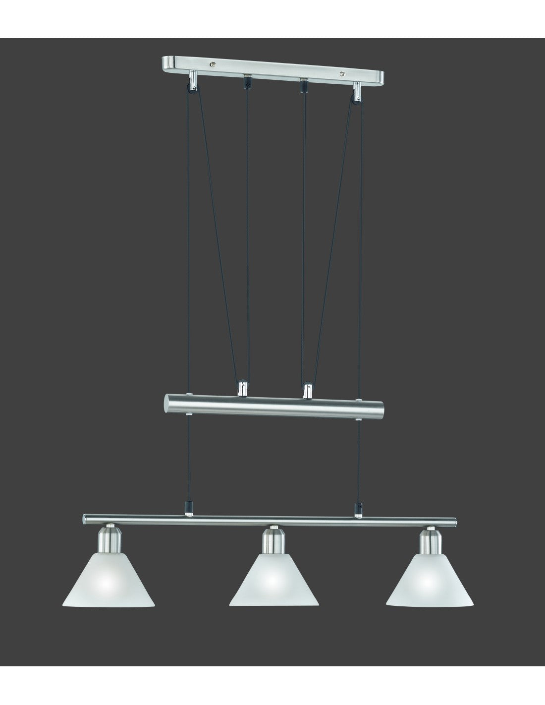 Sospensione 3 Luci Saliscendi Stamina Nichel L66 cm Trio Lighting