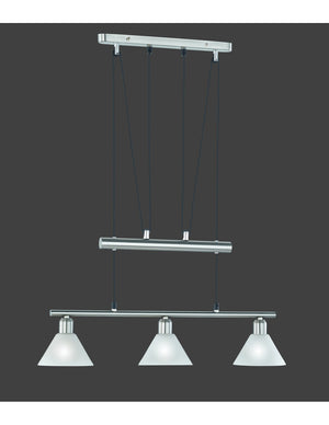 Sospensione 3 Luci Saliscendi Stamina Nichel L66 cm Trio Lighting