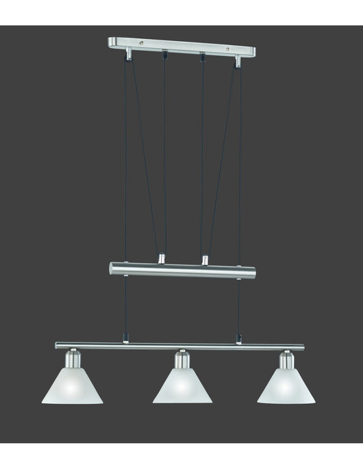 Sospensione 3 Luci Saliscendi Stamina Nichel L66 cm Trio Lighting