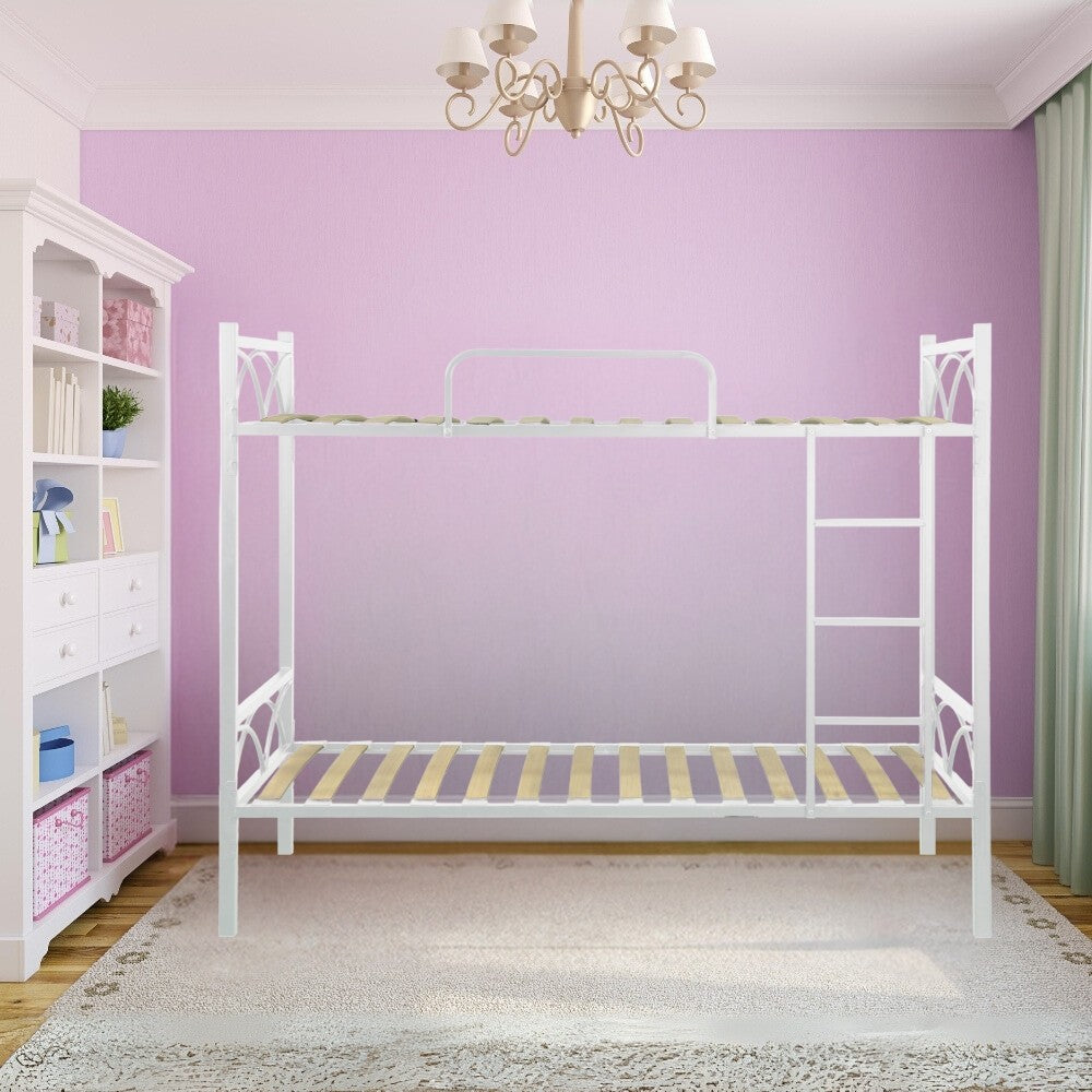 Letto a castello in metallo bianco 194x80x160
