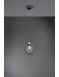 Sospensione Calimero 1xE27 Rete Metallo Nero Ø18 cm Trio Lighting