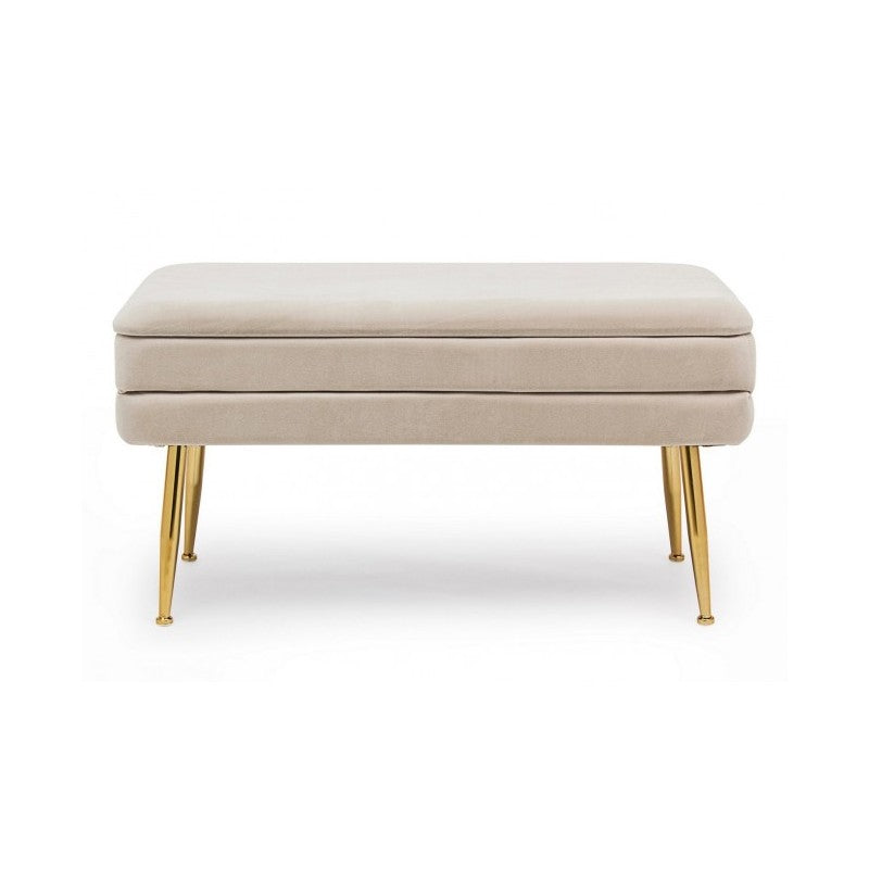 Panca contenitore beige con piedi cm 79.5 x 37.5 x 42h