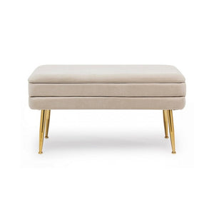 Panca contenitore beige con piedi cm 79.5 x 37.5 x 42h