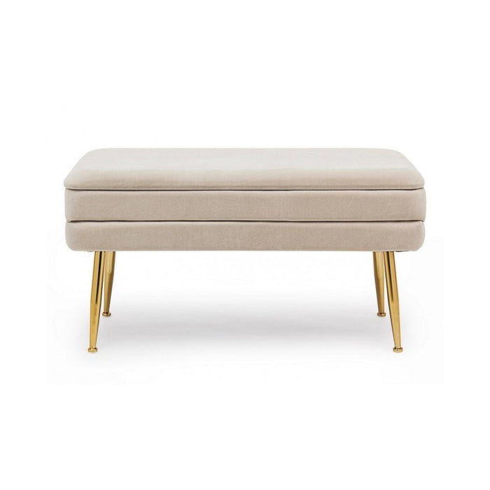Panca contenitore beige con piedi cm 79.5 x 37.5 x 42h