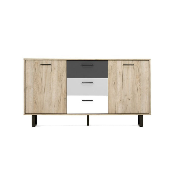 Madia 2 ante 3 cassetti colorati rovere grigio 160x35xh.86 cm EFFEZ