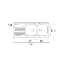 Lavello incasso acciaio inox LS01 116x50 cm con gocciolatoio sx