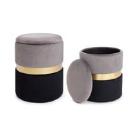 Set due pouf moderni apribili grigio nero oro