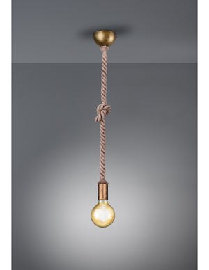 Sospensione Rope Corda Ottone Invecchiato H150 cm Ø12 cm Trio Lighting