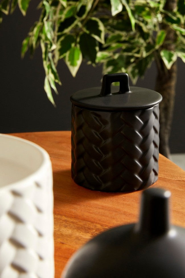 4x Coperchio twine nero D.9,5x11h in ceramica