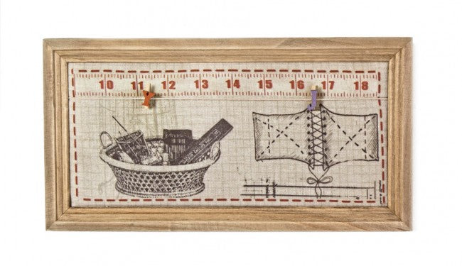 4x Lavagna memo cucito legno 38x20x2