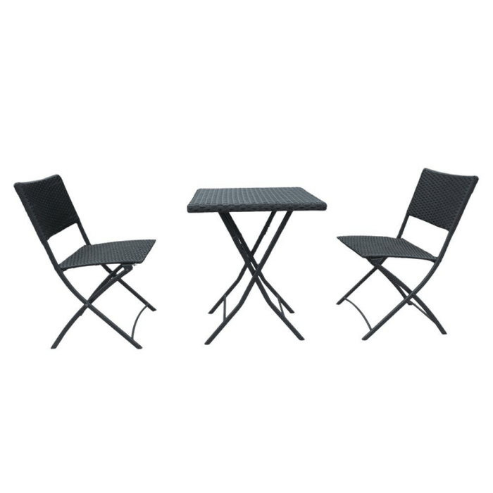 Set WRB015 Tavolo e sedie pieghevoli rattan nero EFFEZ