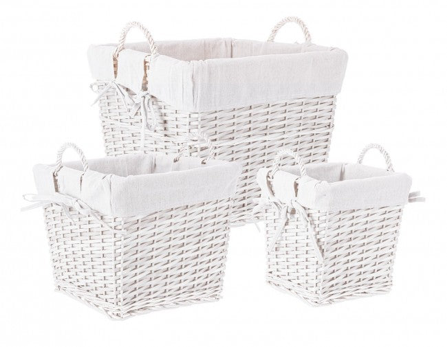 Cesta bianca 26x26x26h, 35x35x30h, 44x44x36h