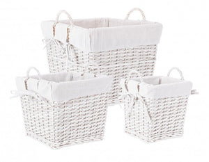 Cesta bianca 26x26x26h, 35x35x30h, 44x44x36h