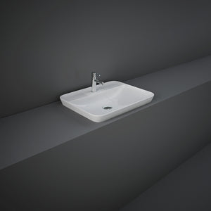 Lavabo ad incasso rettangolare monoforo 55 x 42 cm bianco