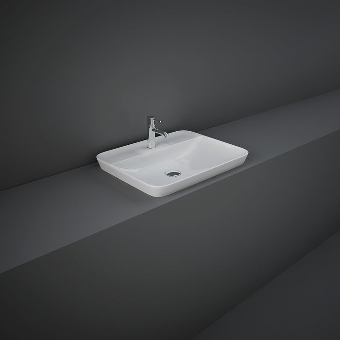 Lavabo ad incasso rettangolare monoforo 55 x 42 cm bianco