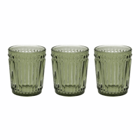 *Set 3 Bicchieri Verde Cc300 Dorico Vetro Verde