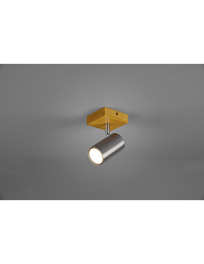 Faretto Spot Marley Nichel E Legno 1xGU10 Trio Lighting
