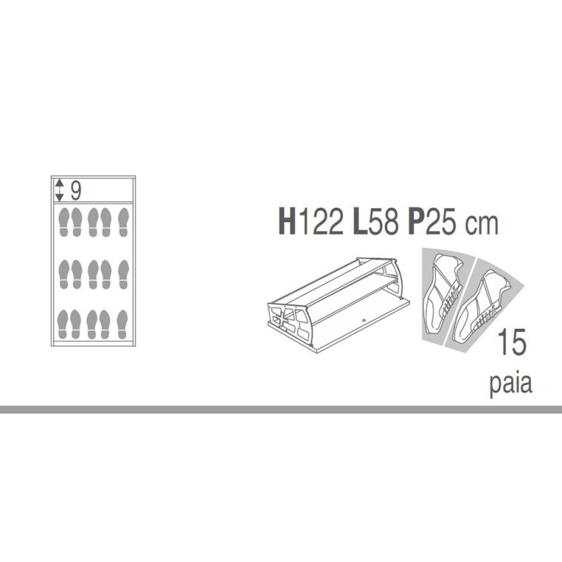 Scarpiera slim salvaspazio tre ante un cassetto Beton Cemento 63x29x h127 cm